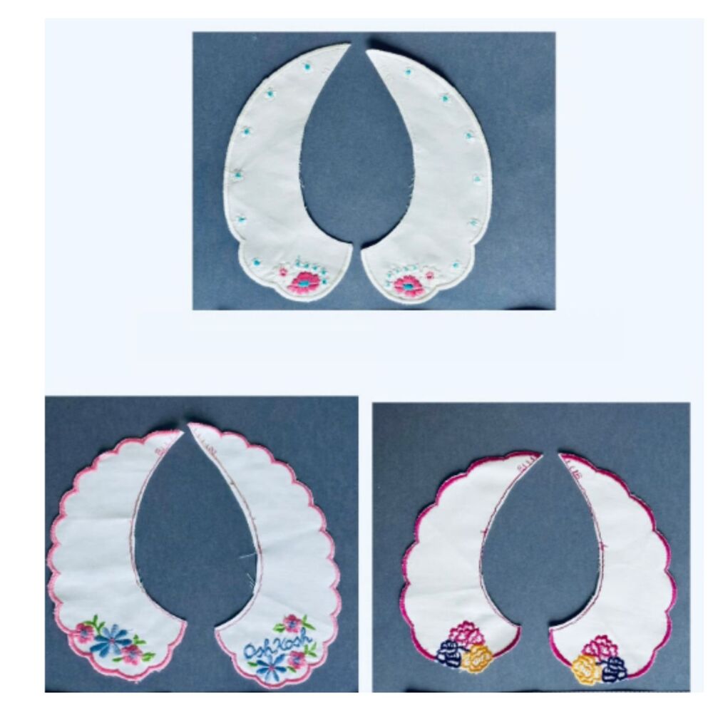 Lot of 3 Vtg Peter Pan Collars Child Baby Scalloped Embroidered OshKosh Sewing